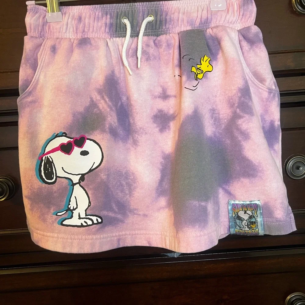Justice Pink & Purple Tie-Dye Skort with Snoopy and Woodstock